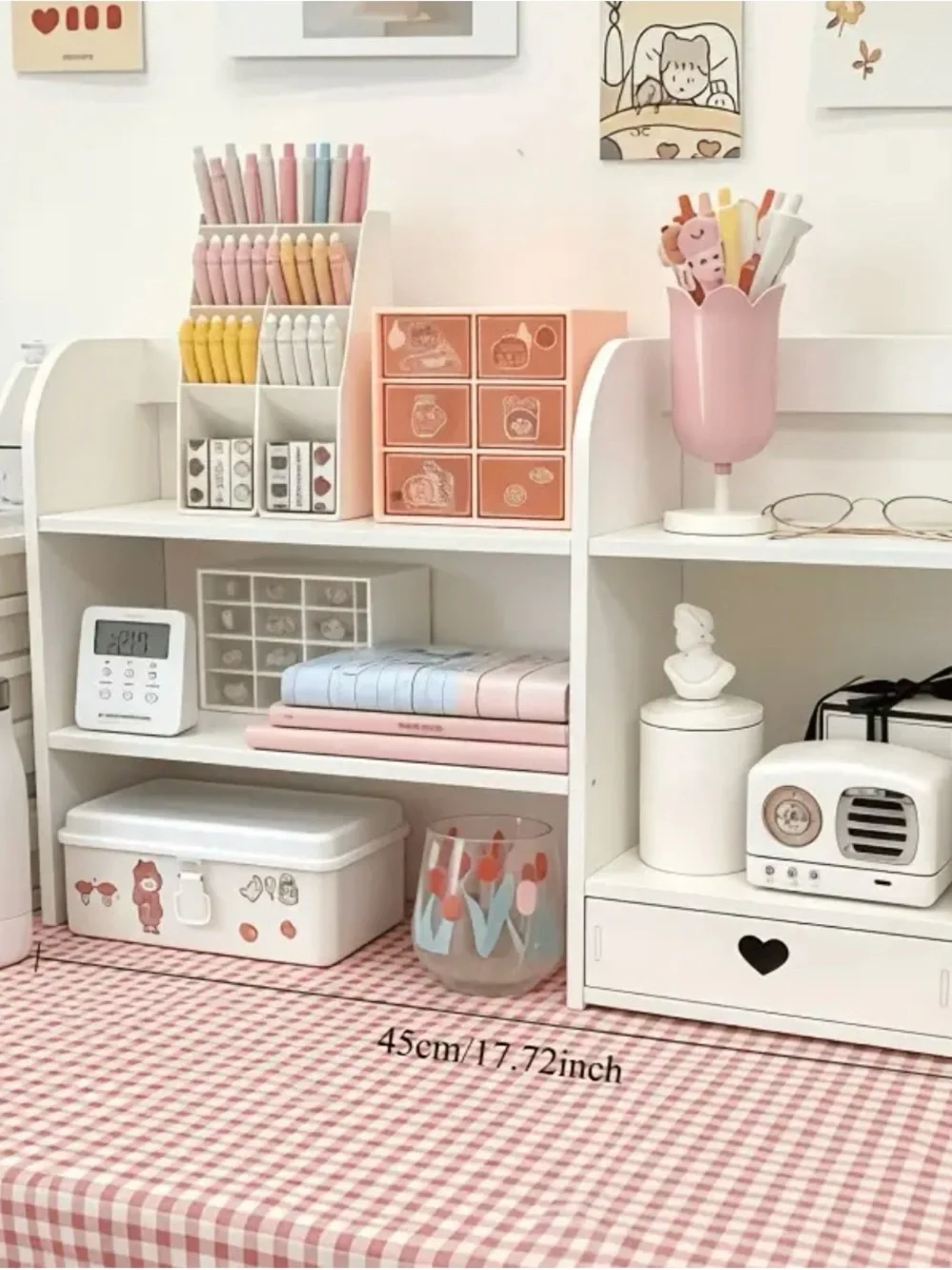 Layered Desktop Storage Rack with Drawers & Multi-Compartment, No-Tools-Needed